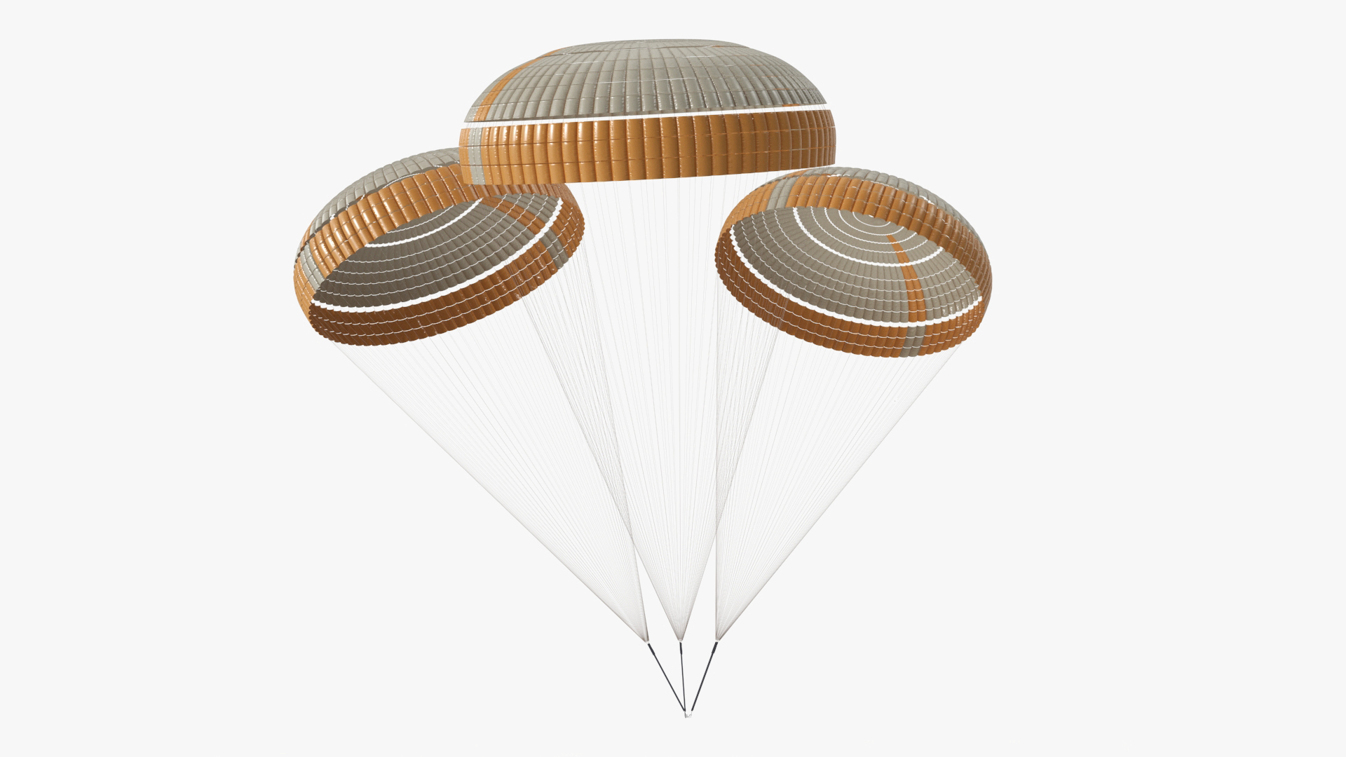 Subscale Parachute Triple Yellow 3D