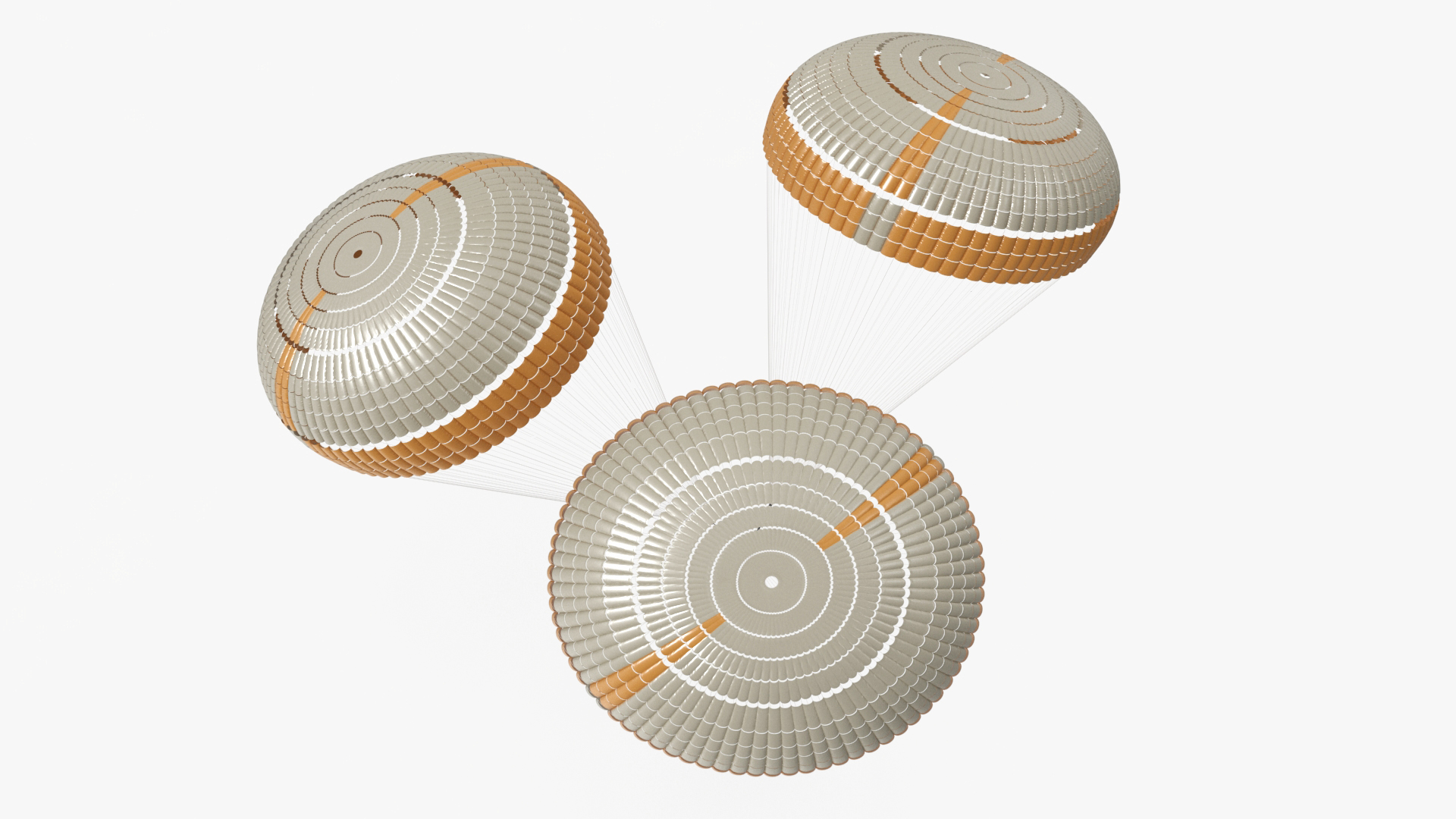 Subscale Parachute Triple Yellow 3D