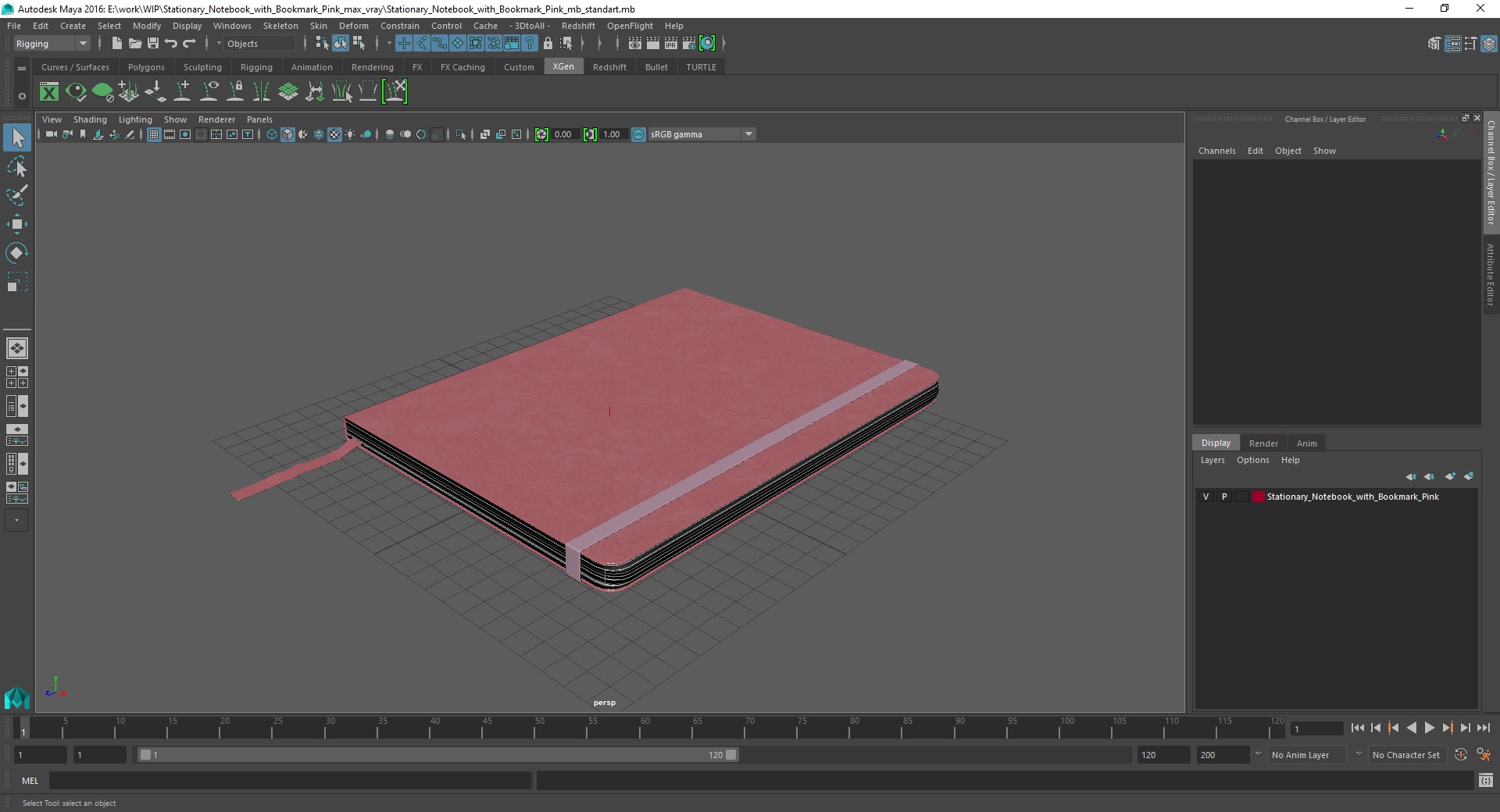 3D Stationary Notebook with Bookmark Pink model
