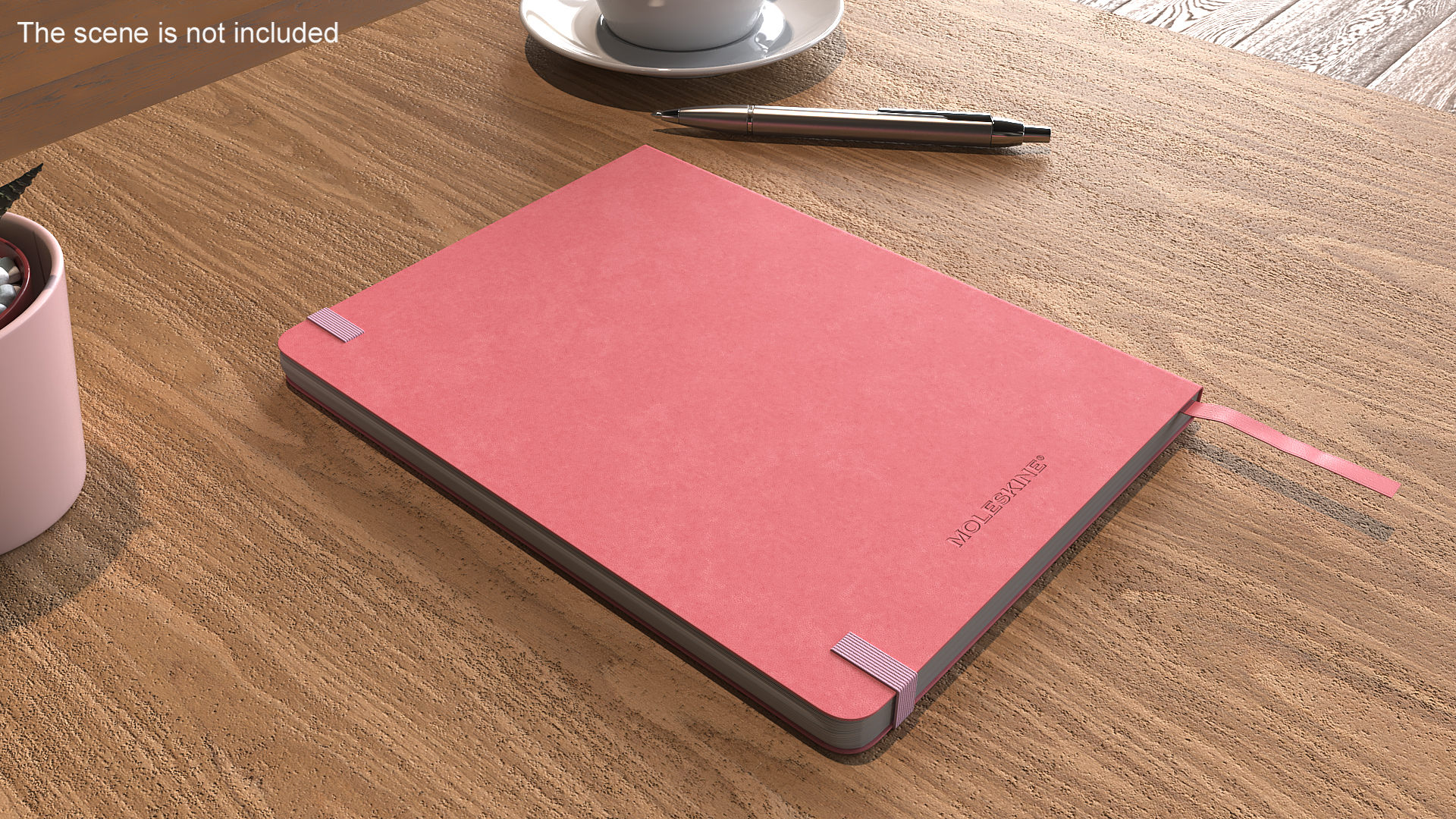 3D Stationary Notebook with Bookmark Pink model