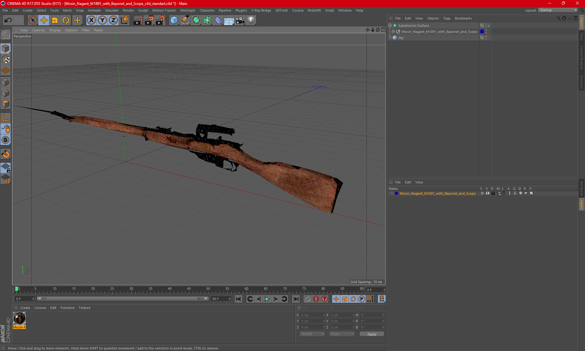 3D Mosin Nagant M1891 with Bayonet and Scope