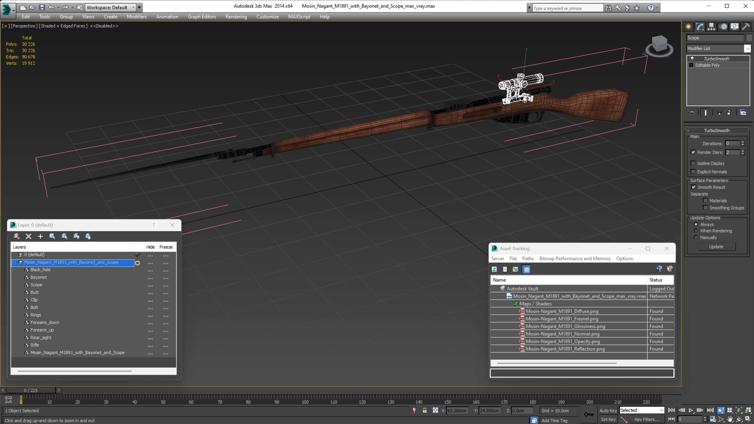 3D Mosin Nagant M1891 with Bayonet and Scope