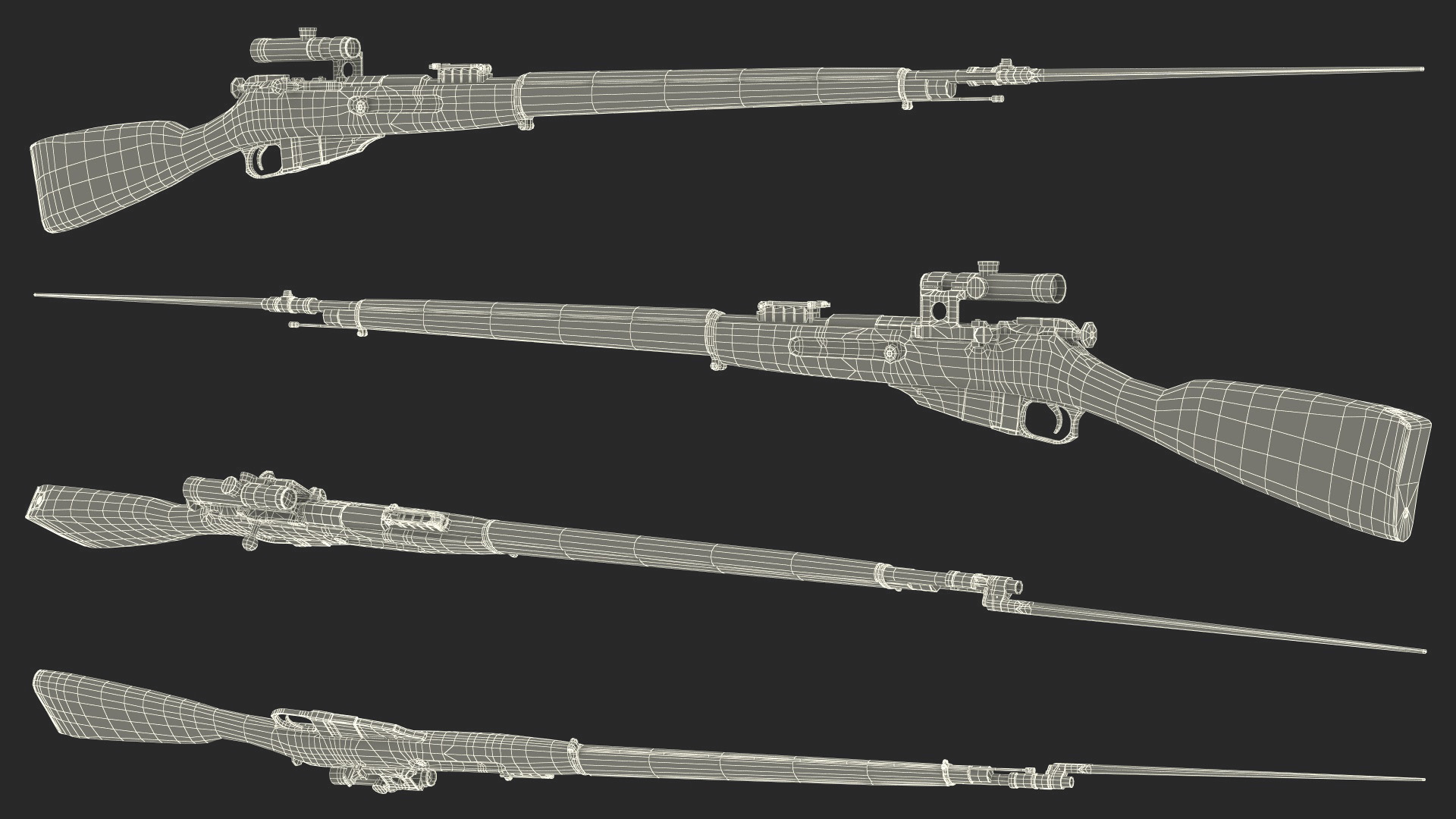 3D Mosin Nagant M1891 with Bayonet and Scope