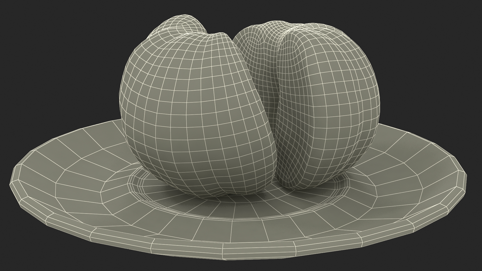 3D Peeled Tangerine Fruit Split in Half on White Plate