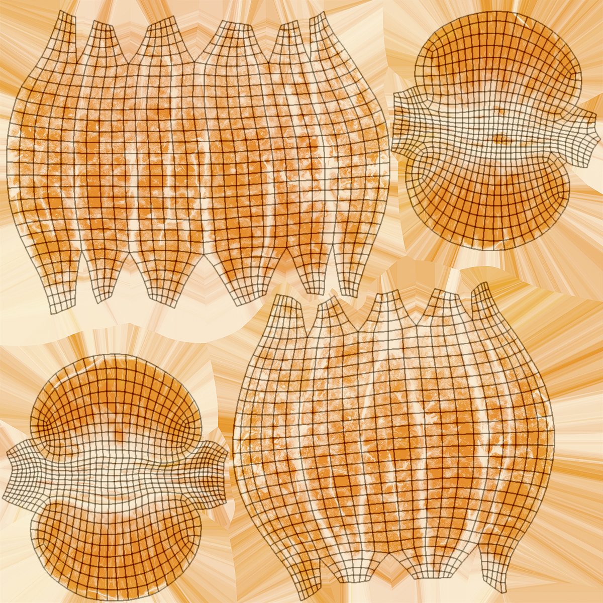 3D Peeled Tangerine Fruit Split in Half on White Plate