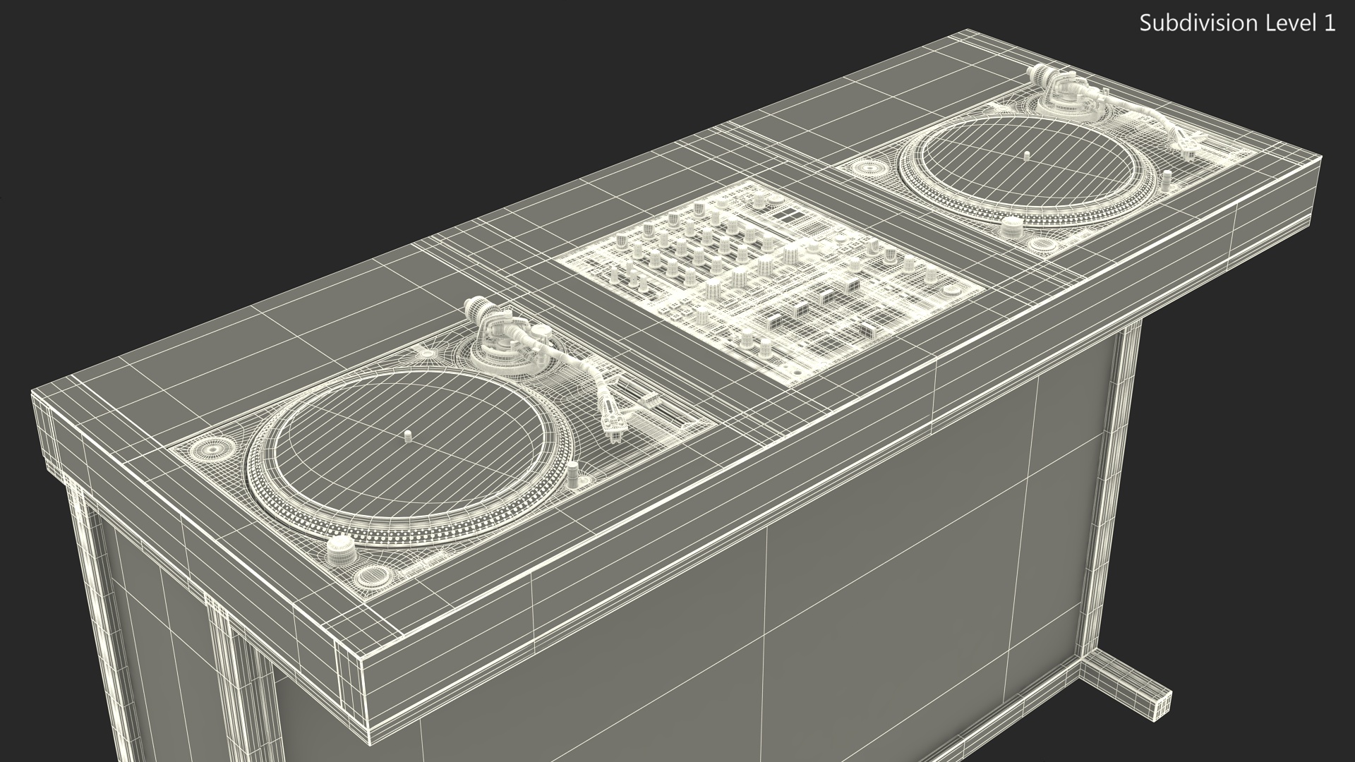 3D DJ Console with Mixer Pioneer and Green Lighting model