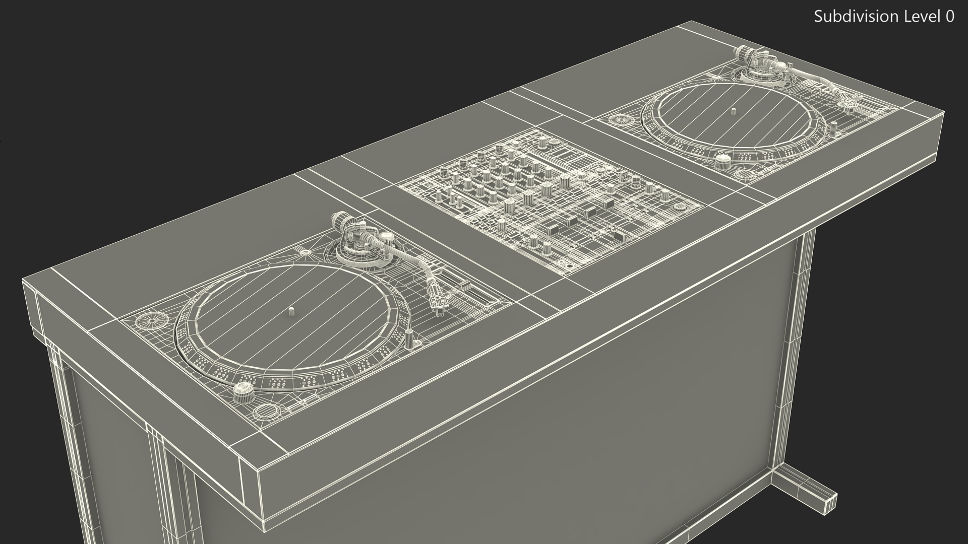 3D DJ Console with Mixer Pioneer and Green Lighting model