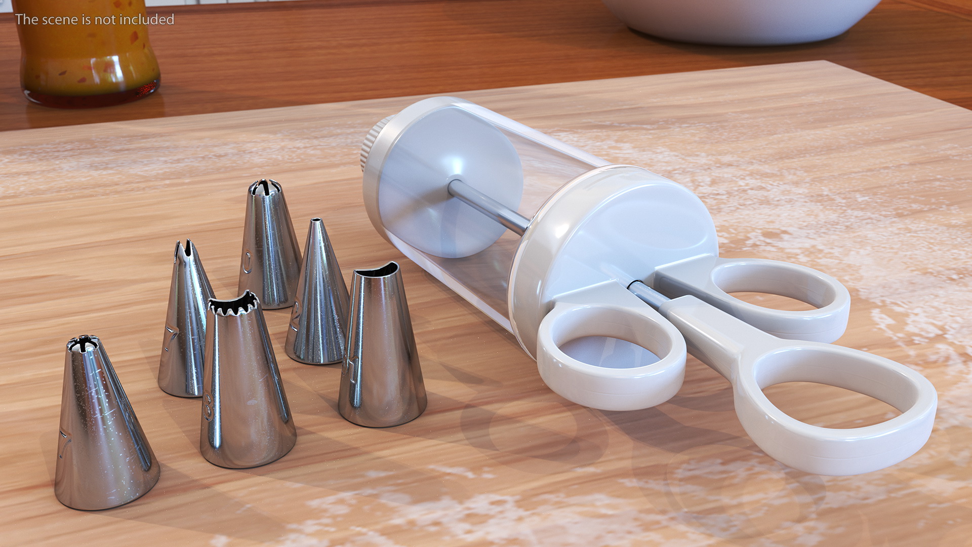 Cake Decorating Icing Syringe 6 Nozzles Empty Set 3D model