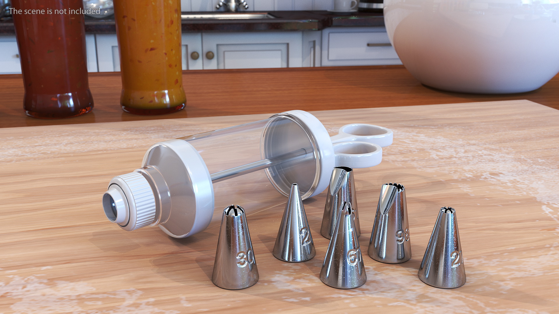 Cake Decorating Icing Syringe 6 Nozzles Empty Set 3D model
