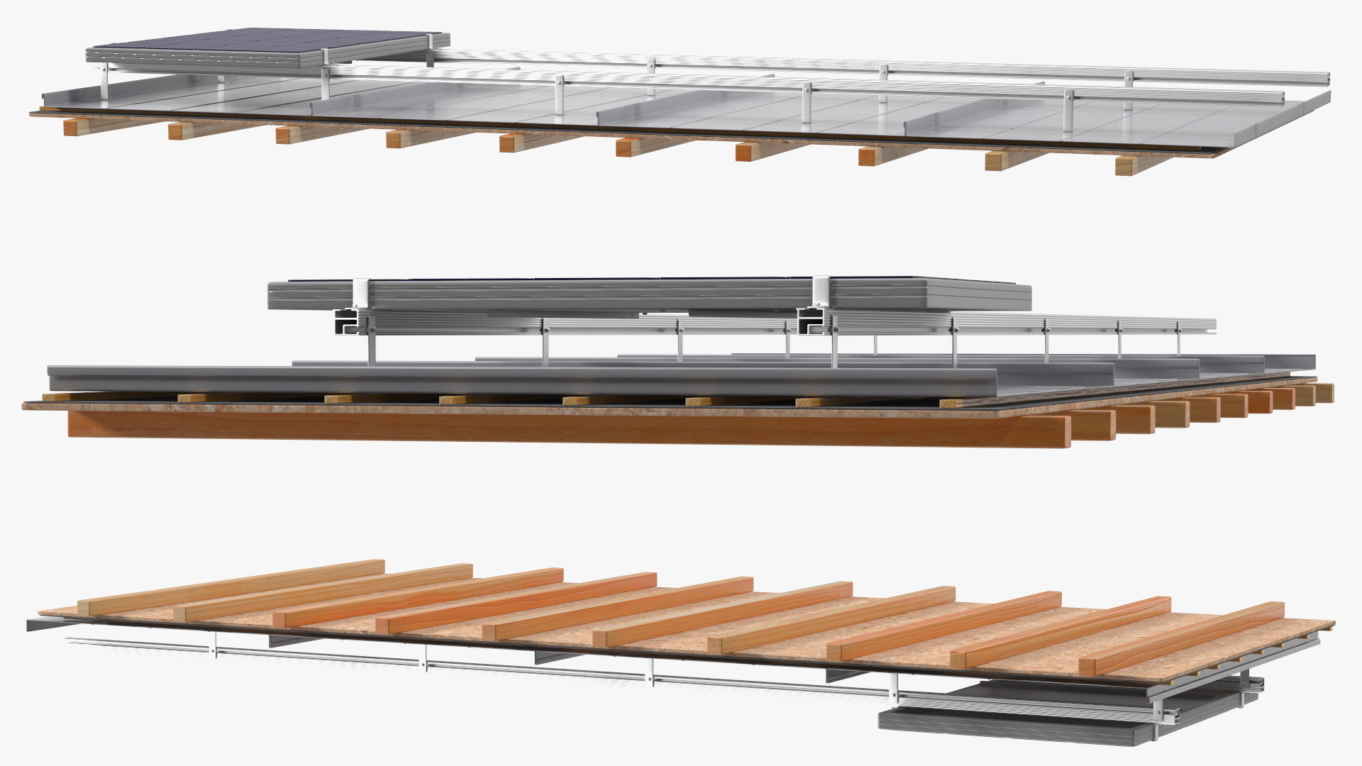 3D model Standing Seam Roof with Solar Panel
