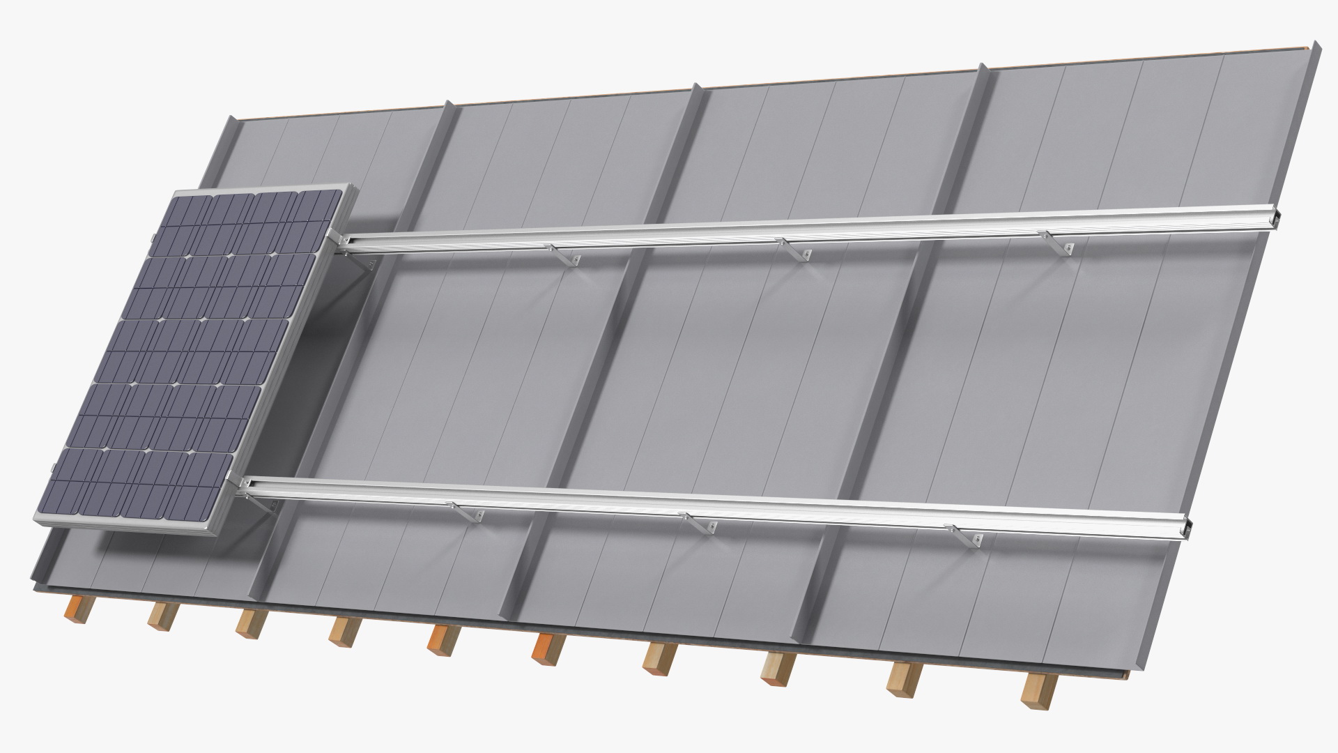 3D model Standing Seam Roof with Solar Panel