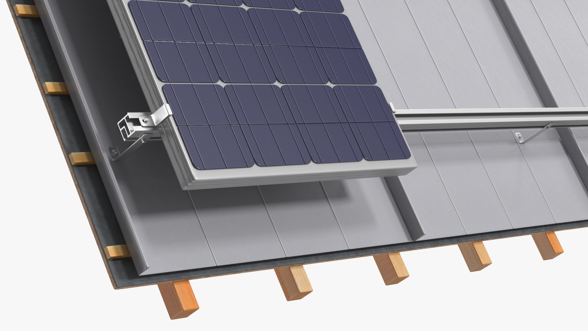 3D model Standing Seam Roof with Solar Panel