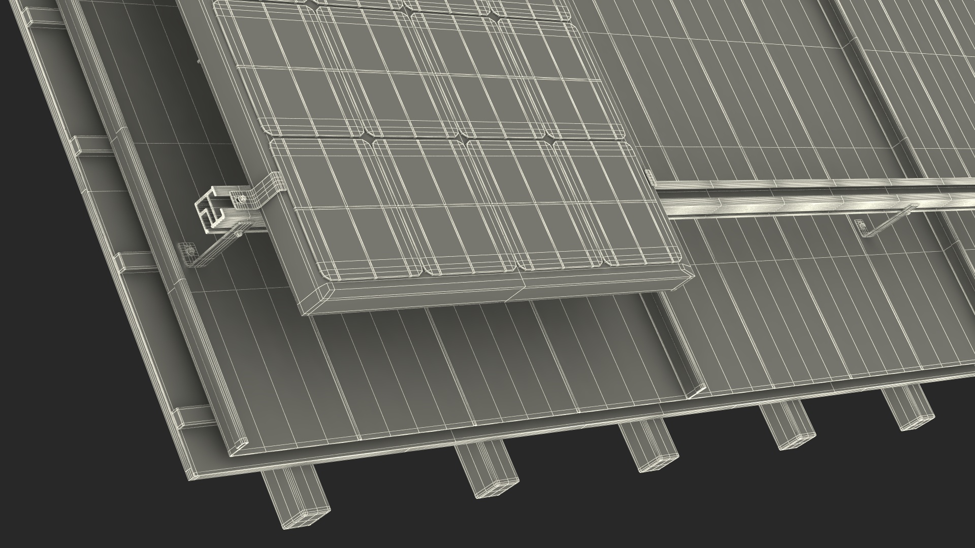 3D model Standing Seam Roof with Solar Panel