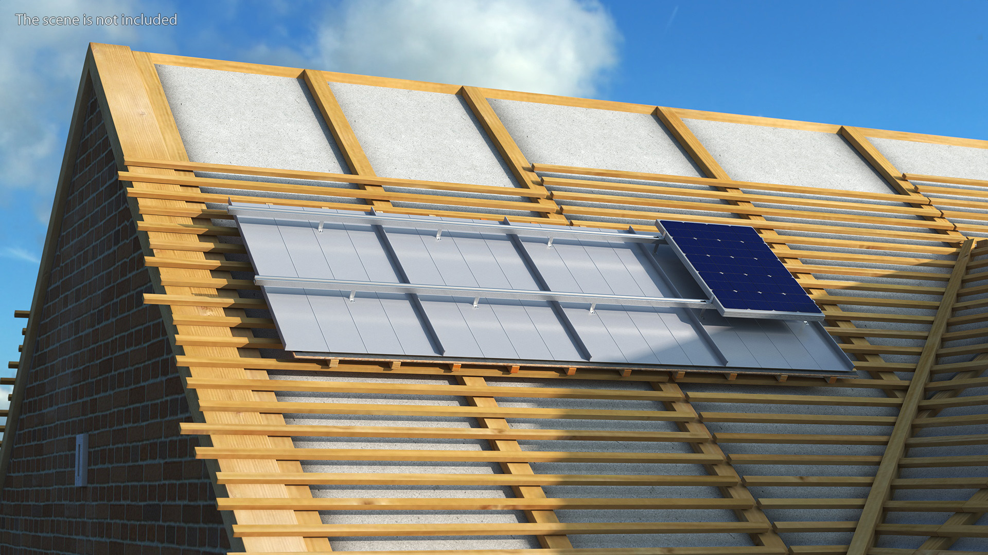 3D model Standing Seam Roof with Solar Panel