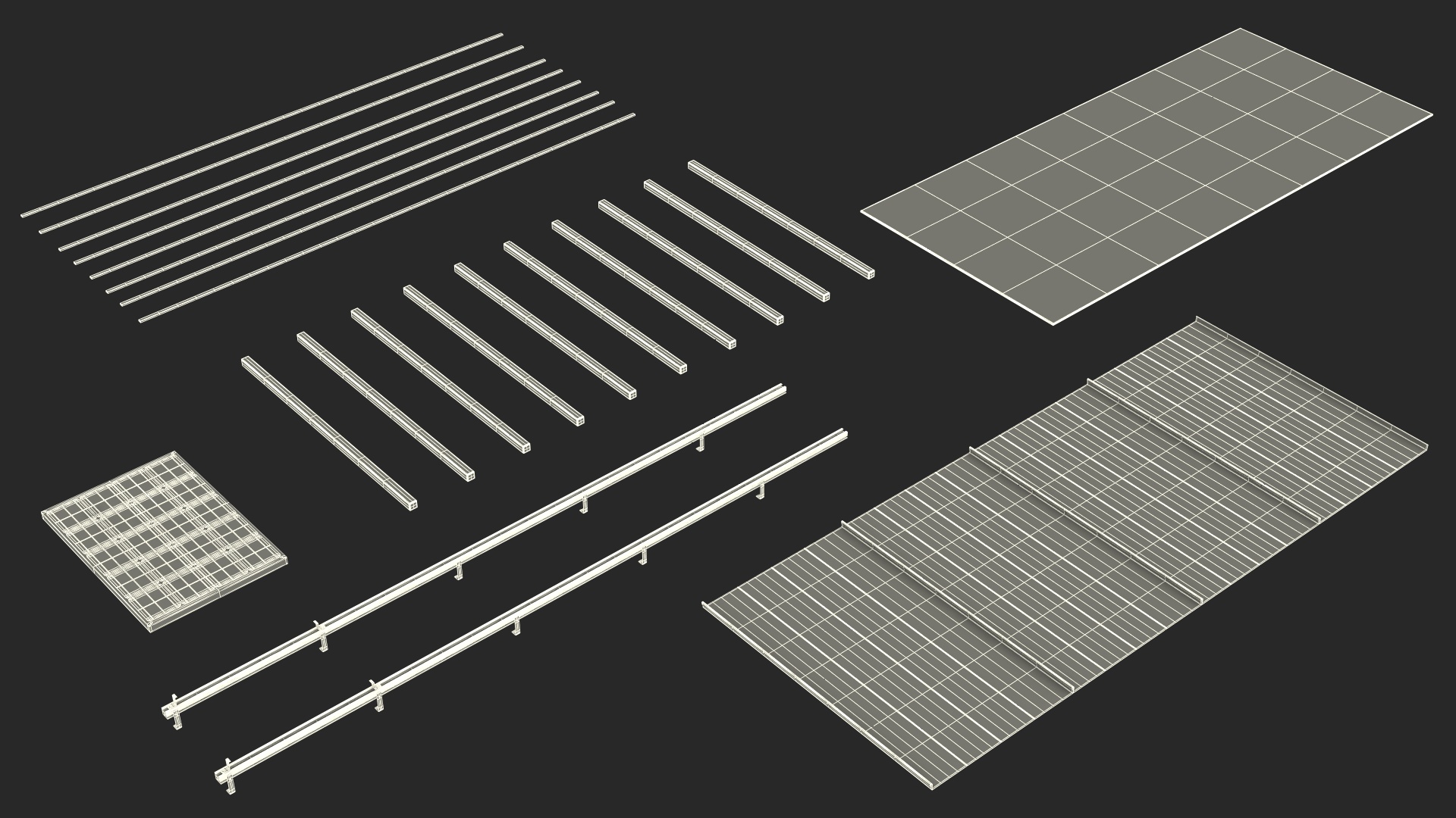 3D model Standing Seam Roof with Solar Panel