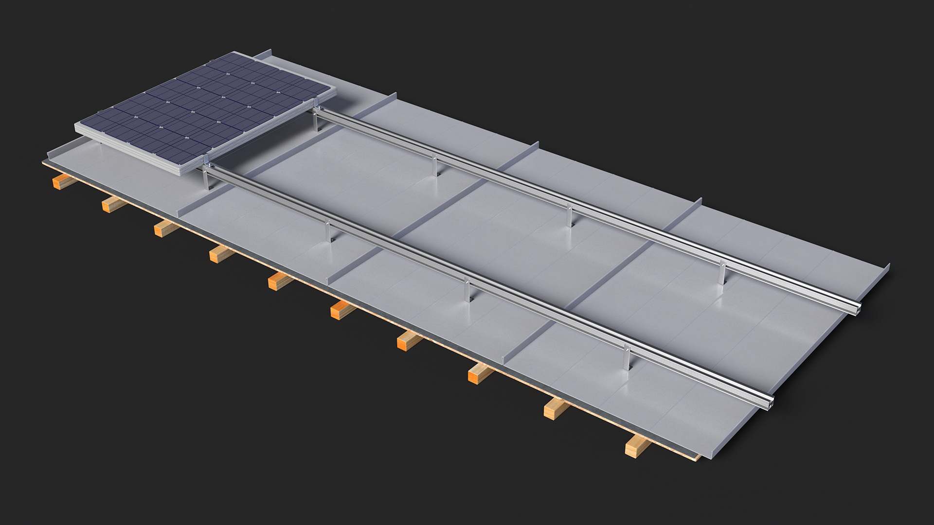 3D model Standing Seam Roof with Solar Panel