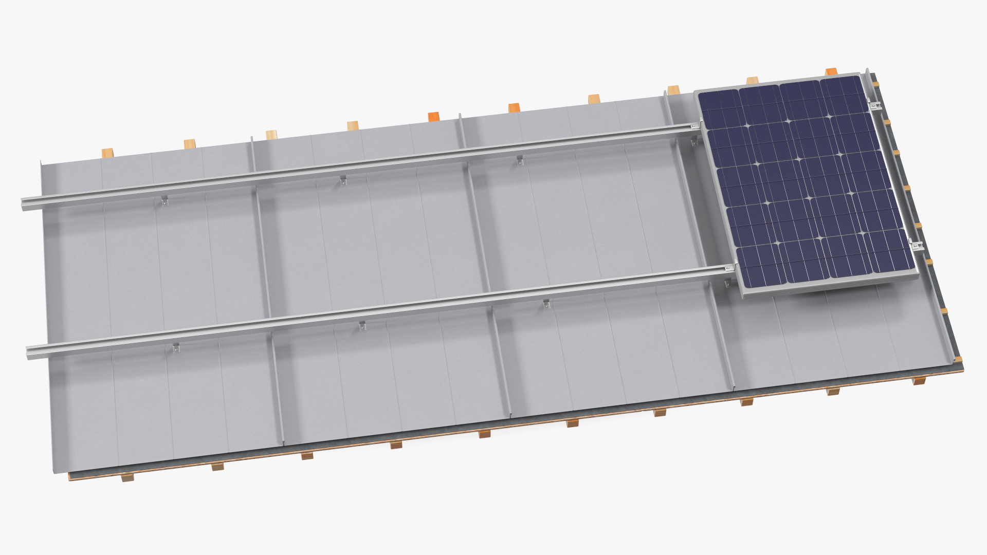 3D model Standing Seam Roof with Solar Panel