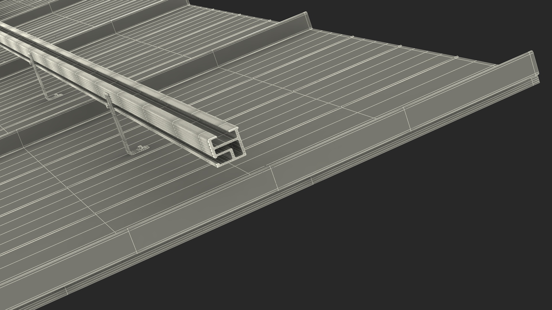 3D model Standing Seam Roof with Solar Panel