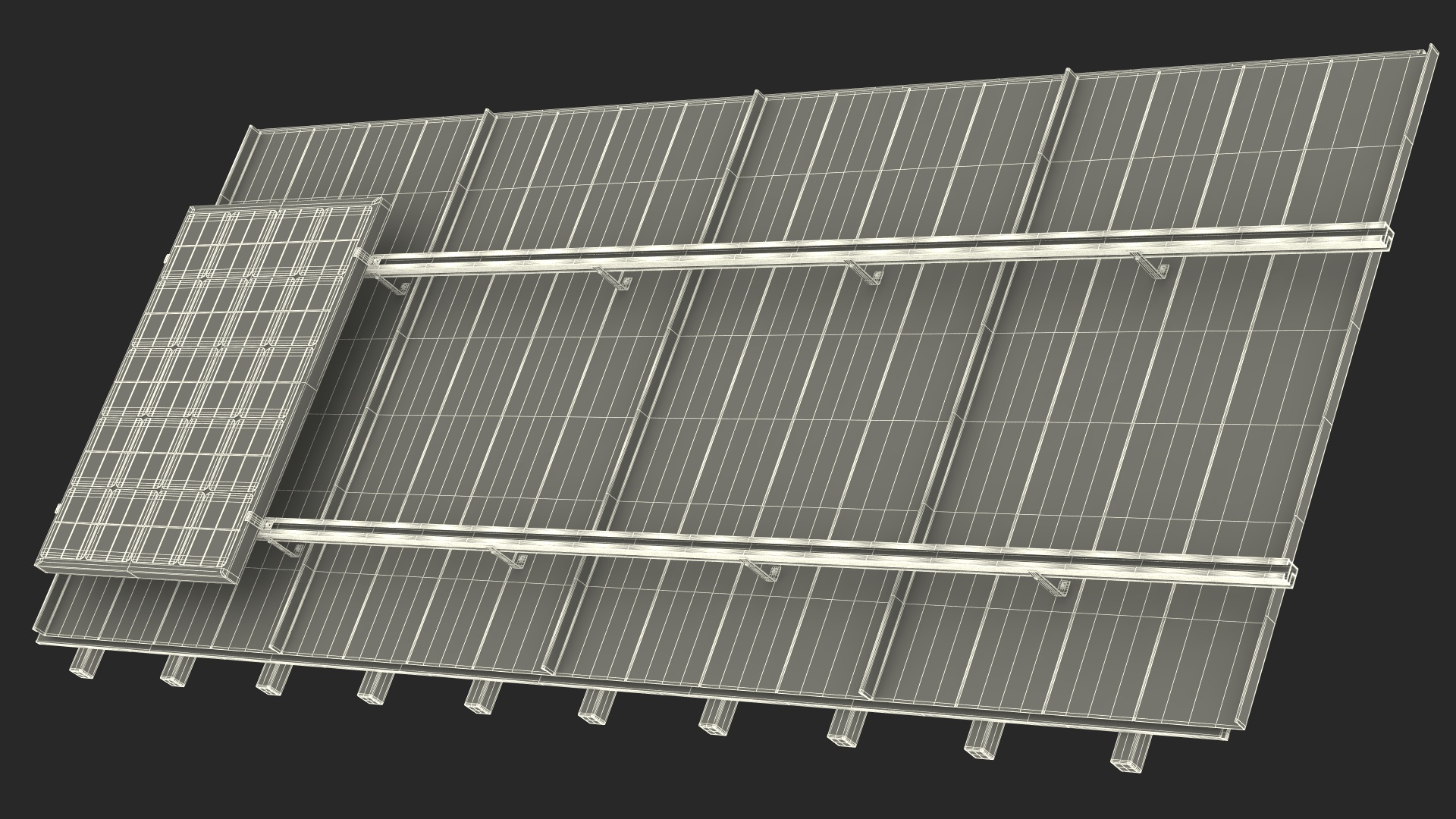 3D model Standing Seam Roof with Solar Panel