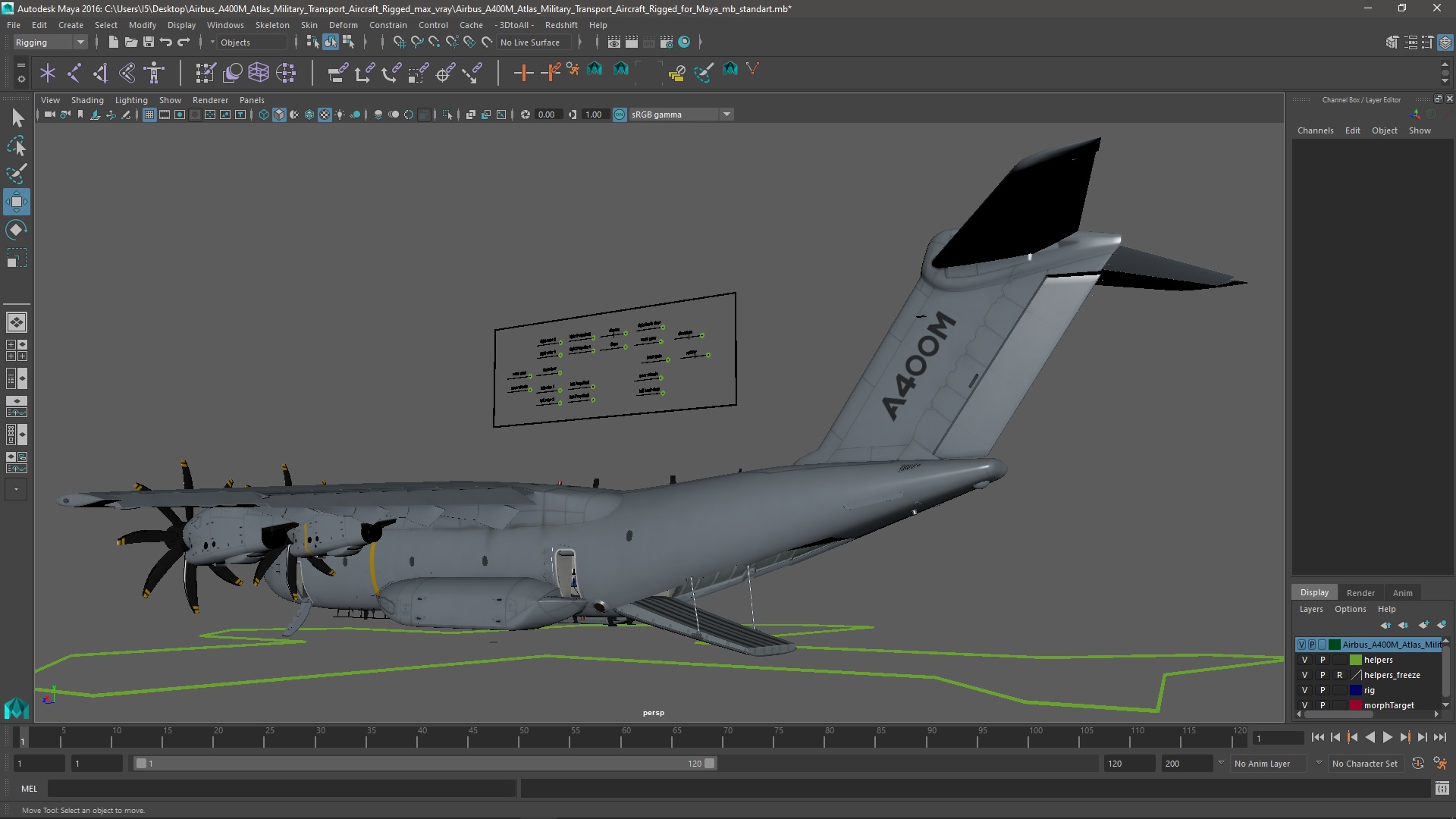 Airbus A400M Atlas Military Transport Aircraft Rigged for Maya 3D