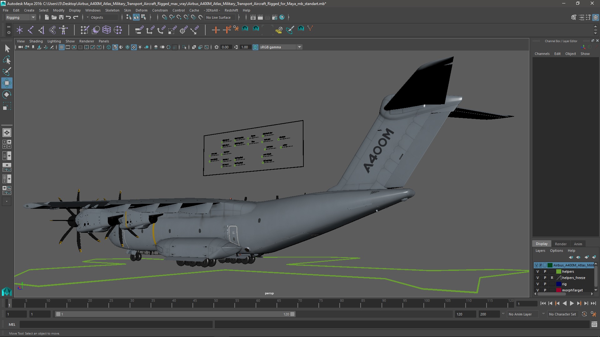 Airbus A400M Atlas Military Transport Aircraft Rigged for Maya 3D