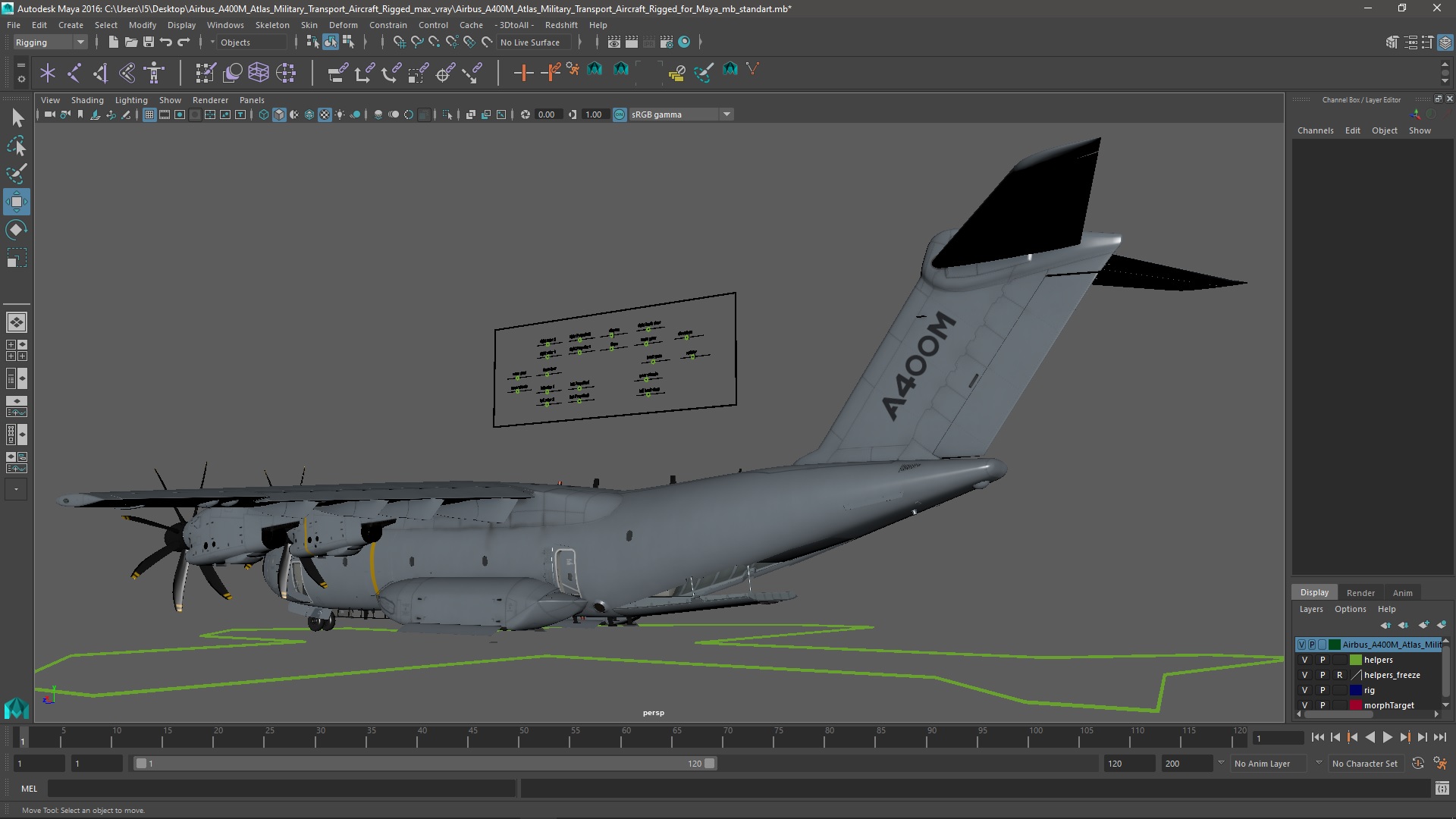 Airbus A400M Atlas Military Transport Aircraft Rigged for Maya 3D