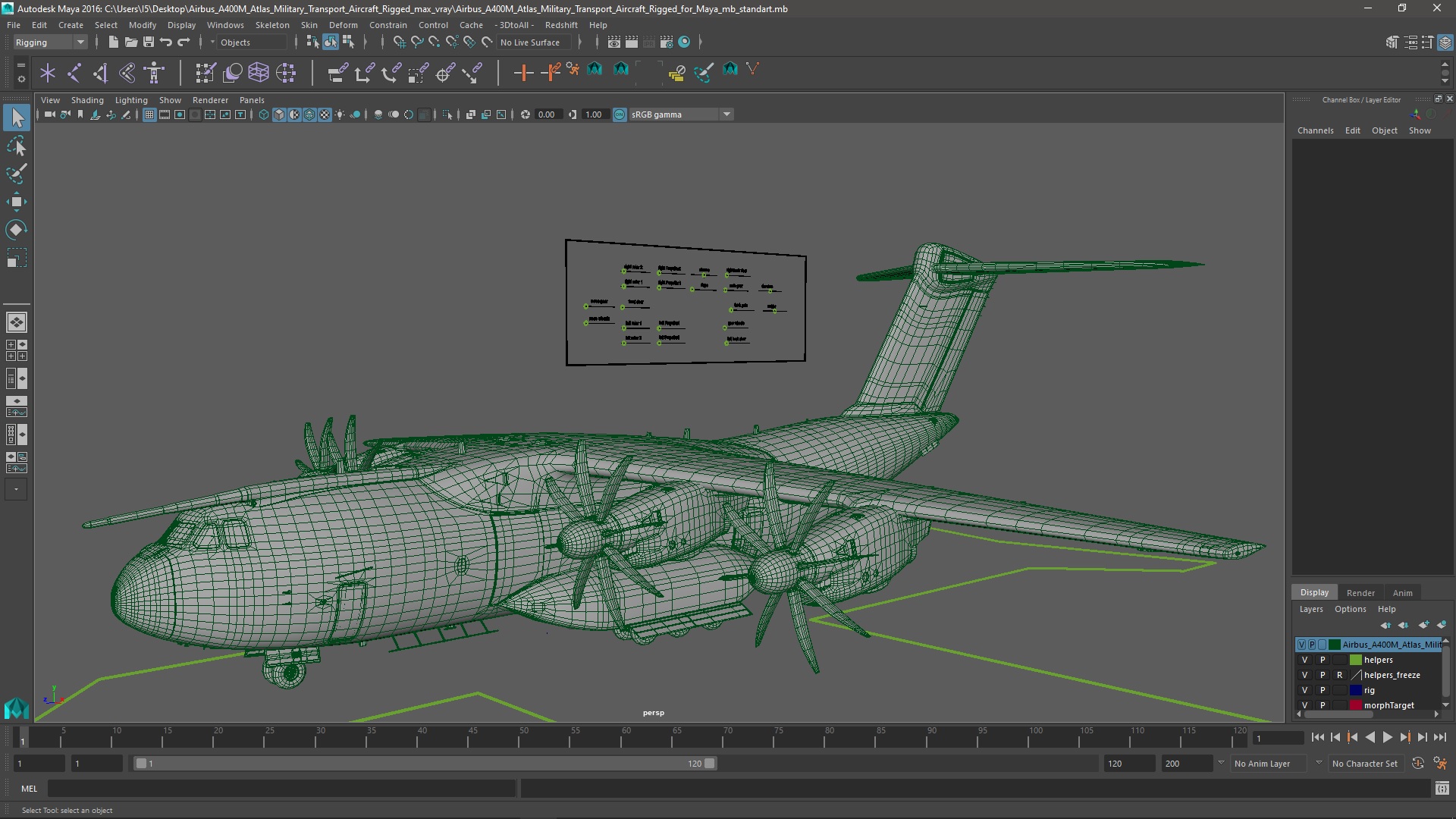 Airbus A400M Atlas Military Transport Aircraft Rigged for Maya 3D