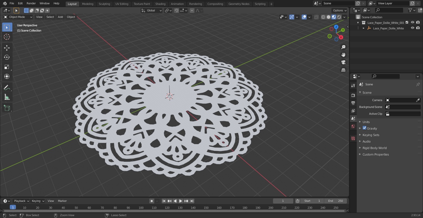 3D Lace Paper Doilie White model