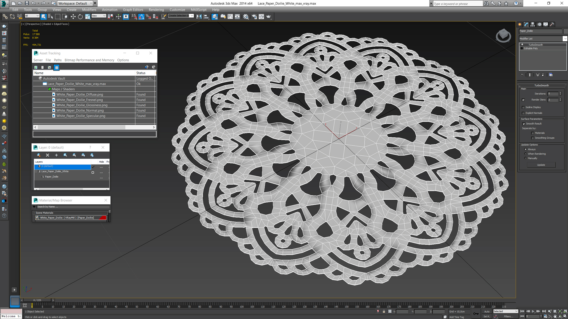 3D Lace Paper Doilie White model