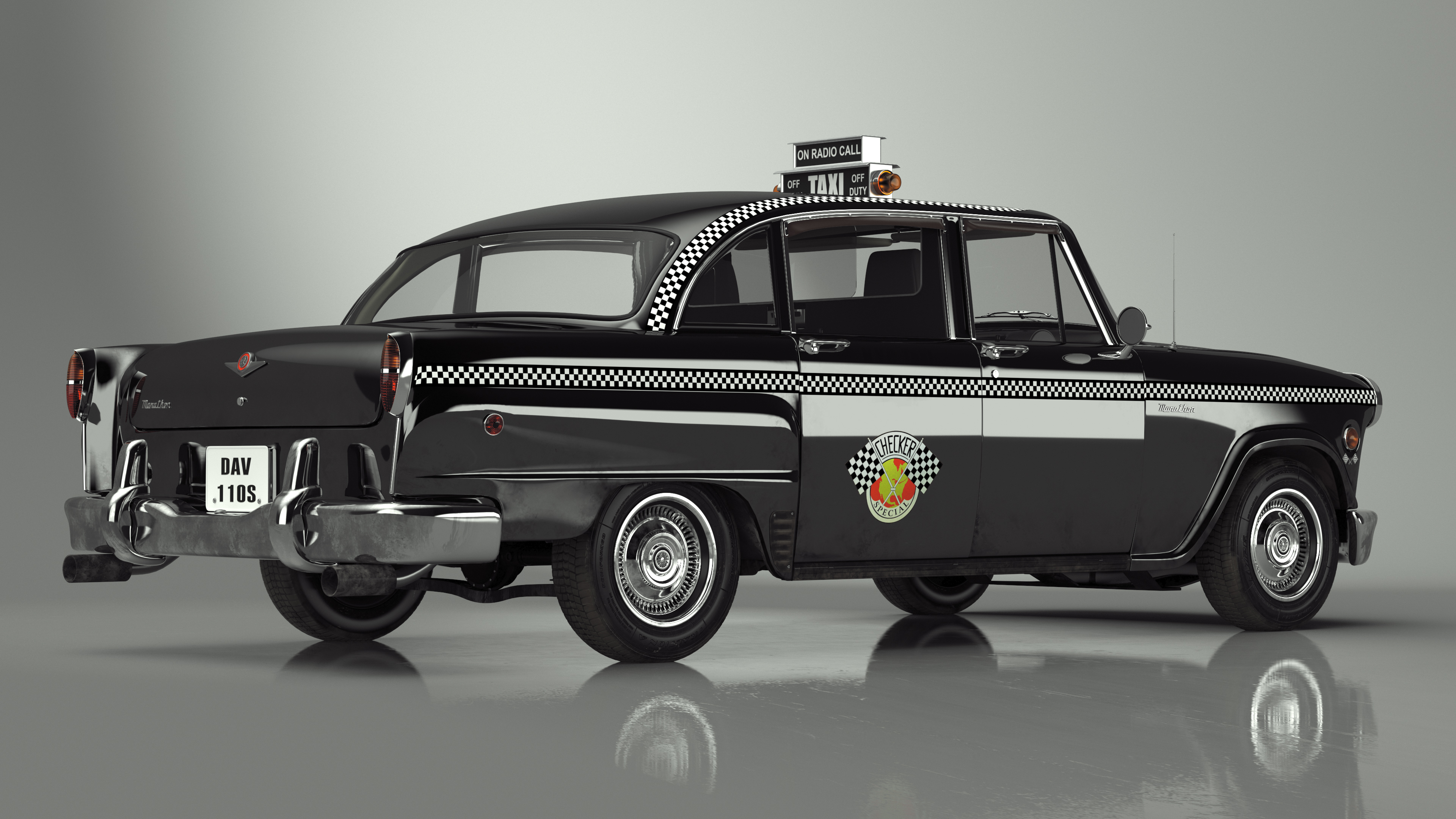Classic Checker Taxi Cab 3D model