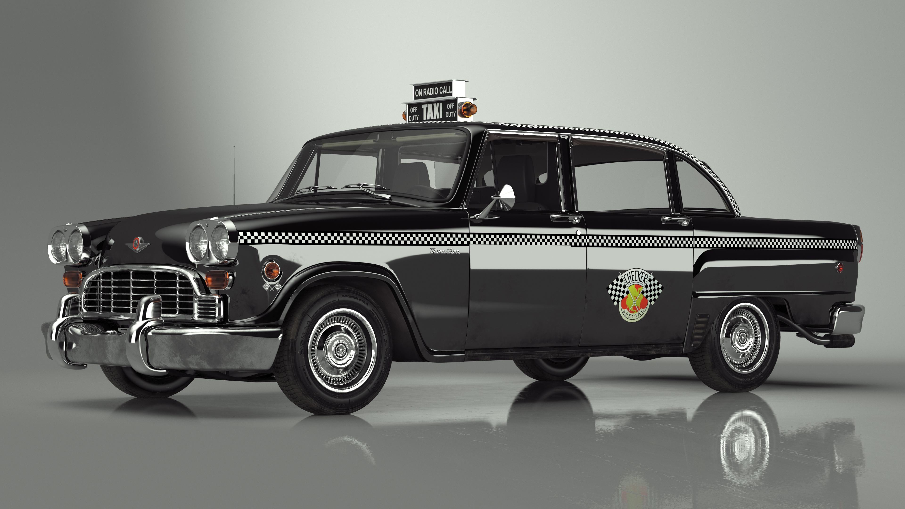 Classic Checker Taxi Cab 3D model