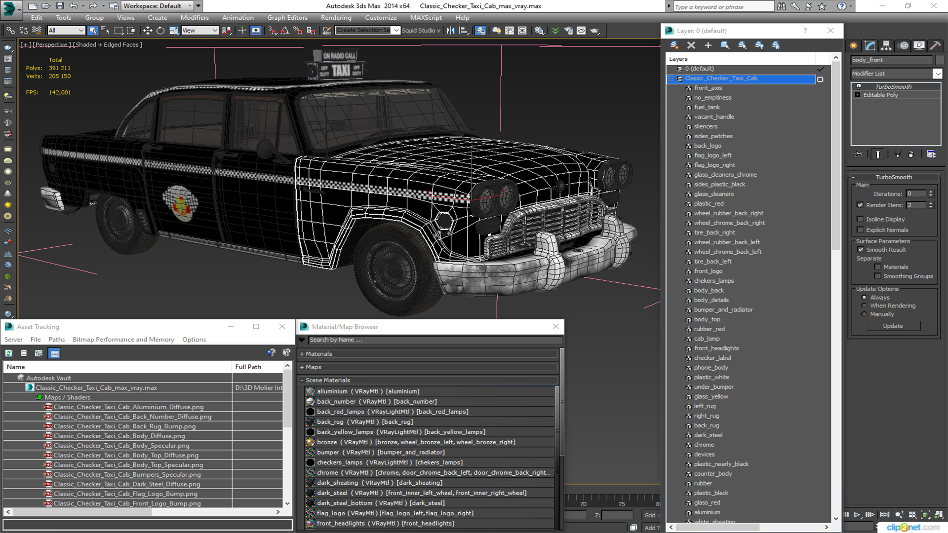 Classic Checker Taxi Cab 3D model