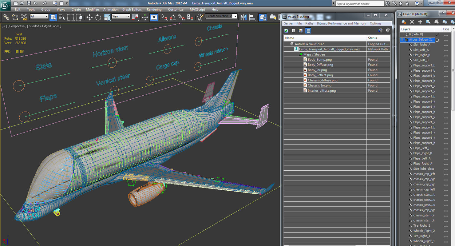 3D Large Transport Aircraft Rigged