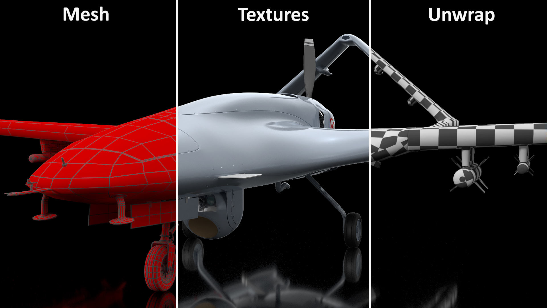 3D Bayraktar TB2 Turkish Armed Forces Rigged