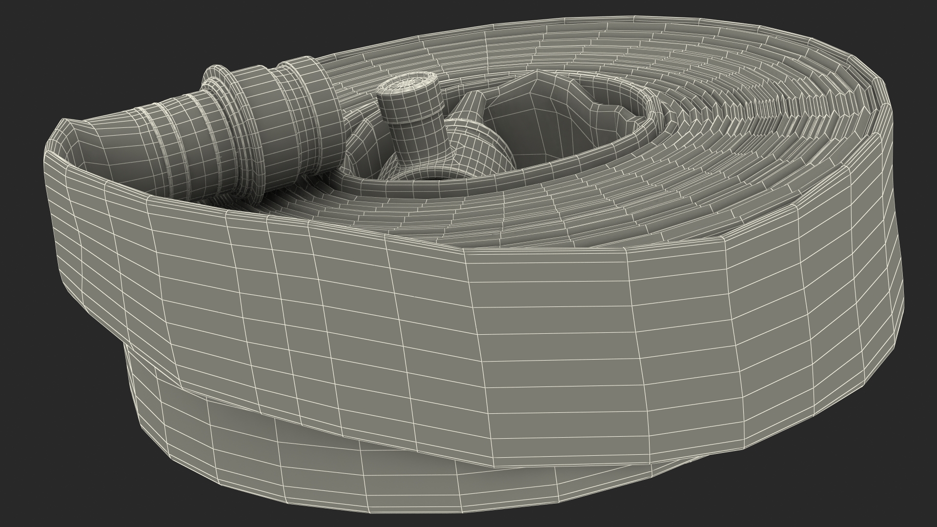 3D Neatly Coiled Fire Hose White Canvas