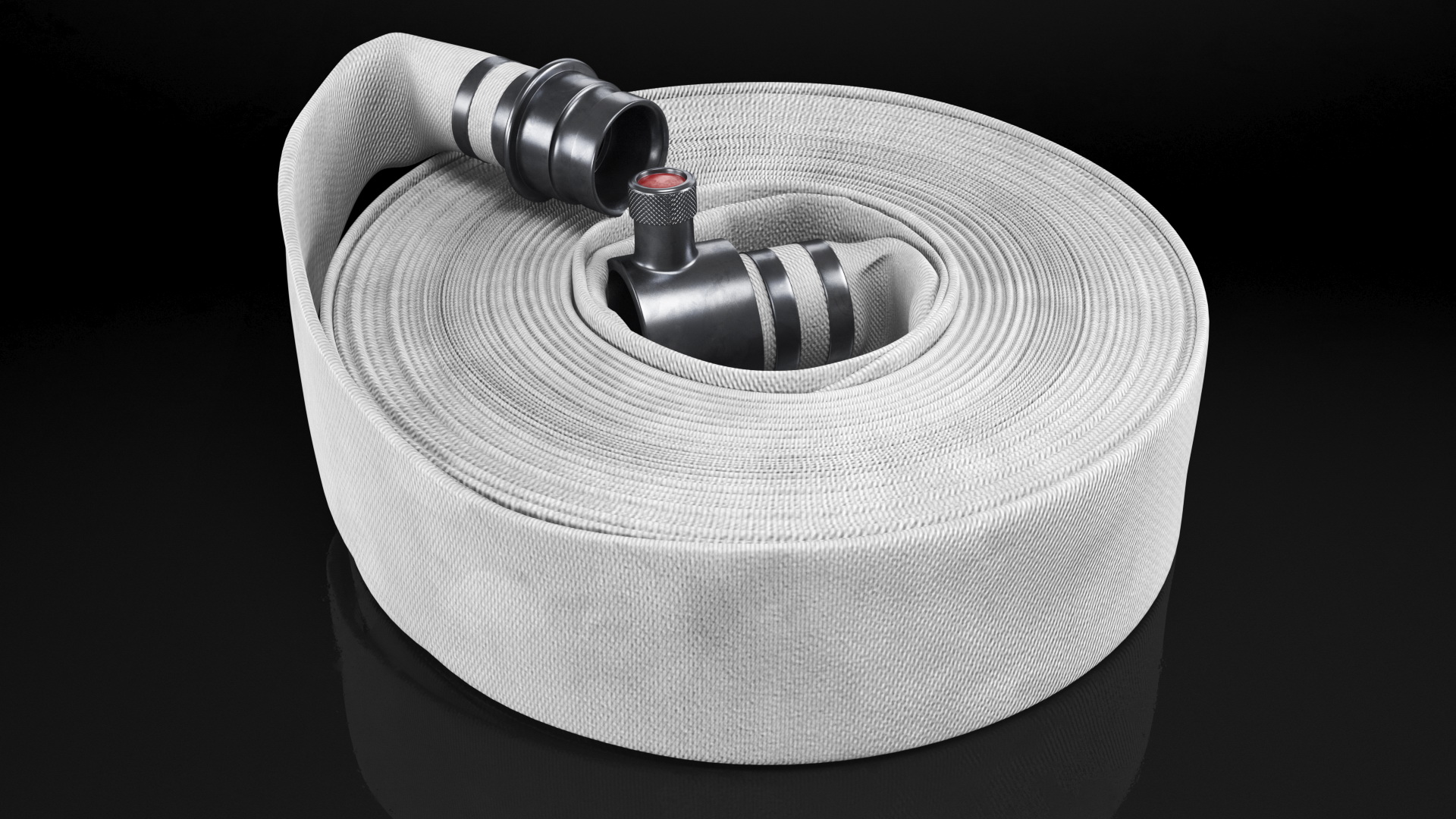 3D Neatly Coiled Fire Hose White Canvas