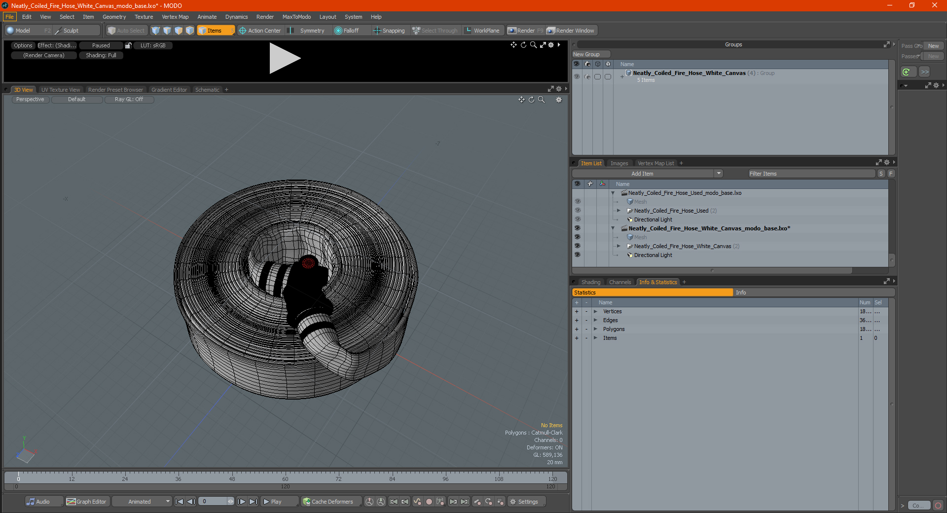 3D Neatly Coiled Fire Hose White Canvas