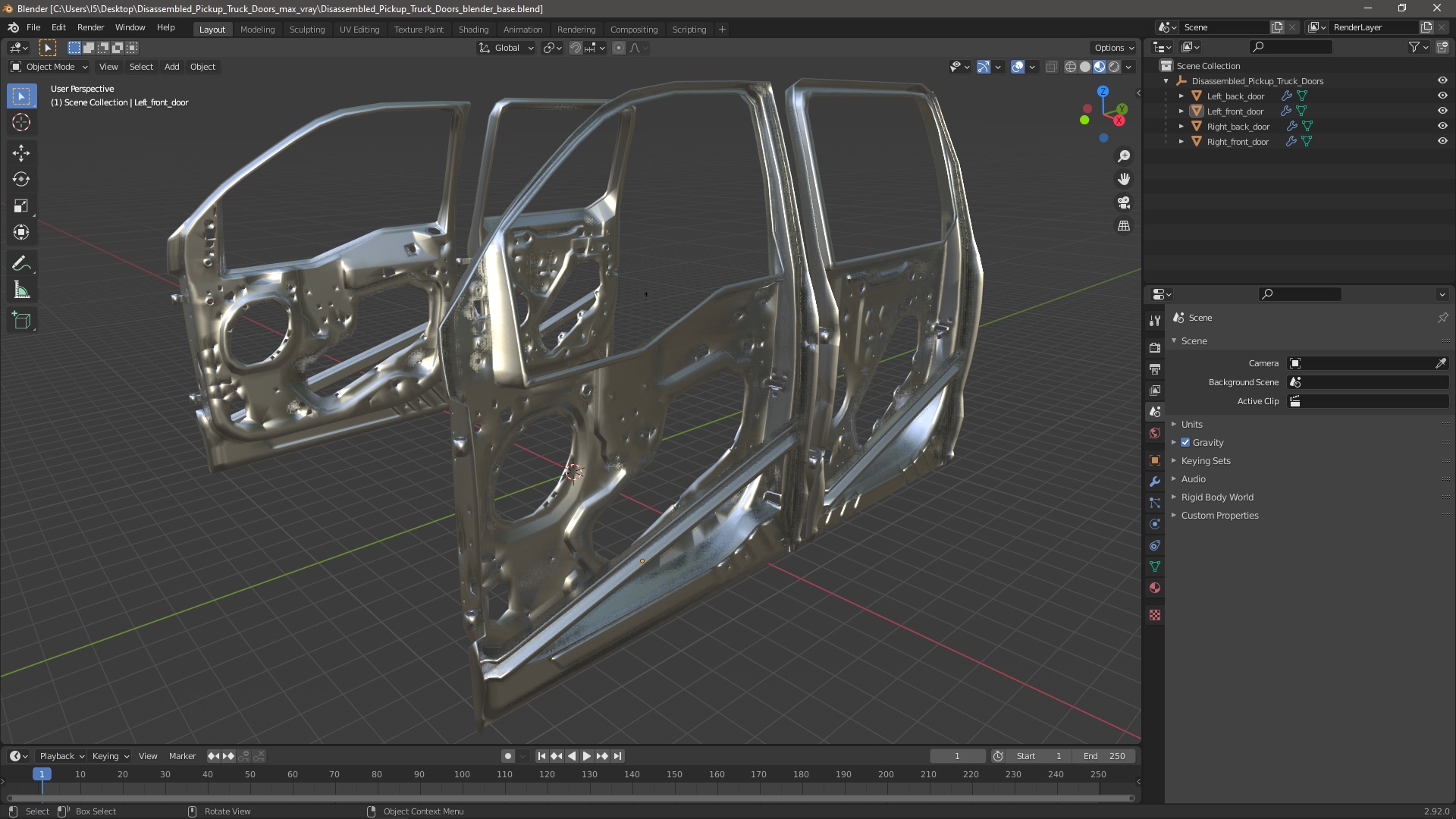 3D Disassembled Pickup Truck Doors