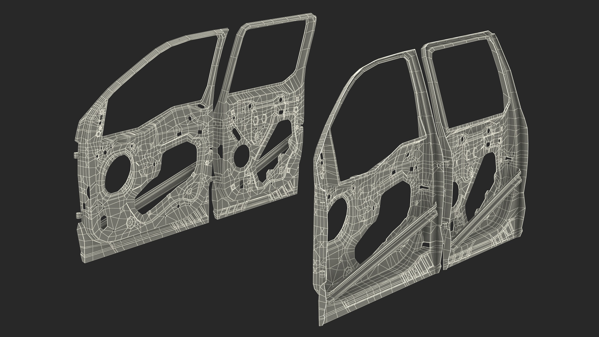 3D Disassembled Pickup Truck Doors