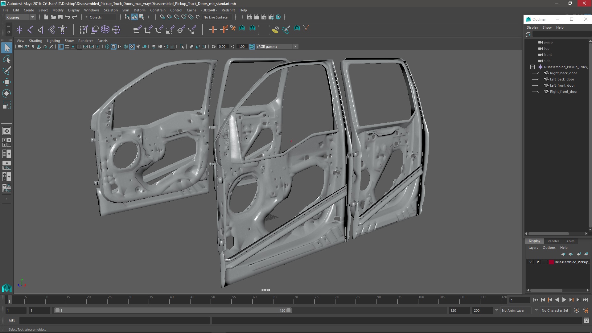 3D Disassembled Pickup Truck Doors