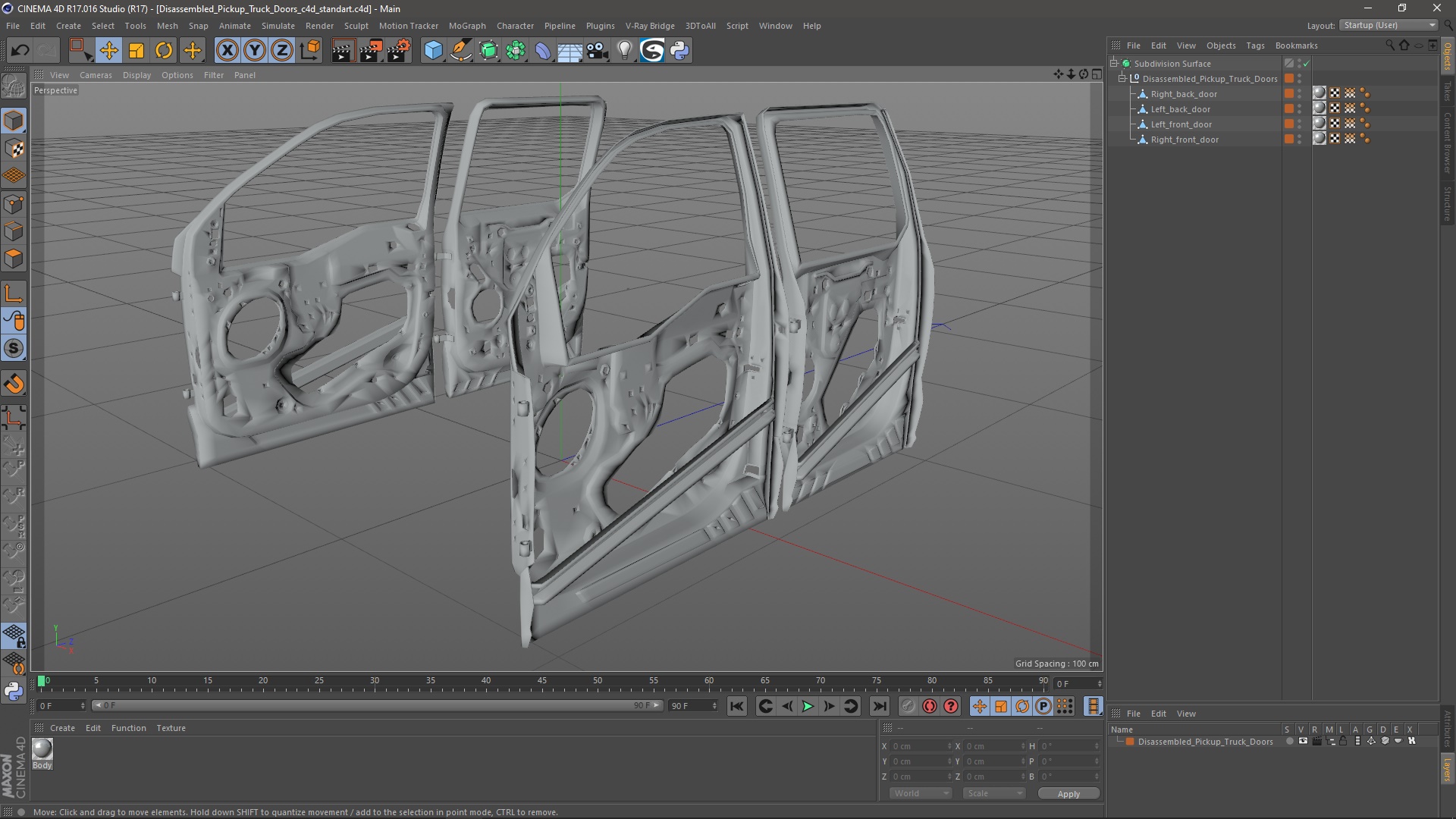 3D Disassembled Pickup Truck Doors