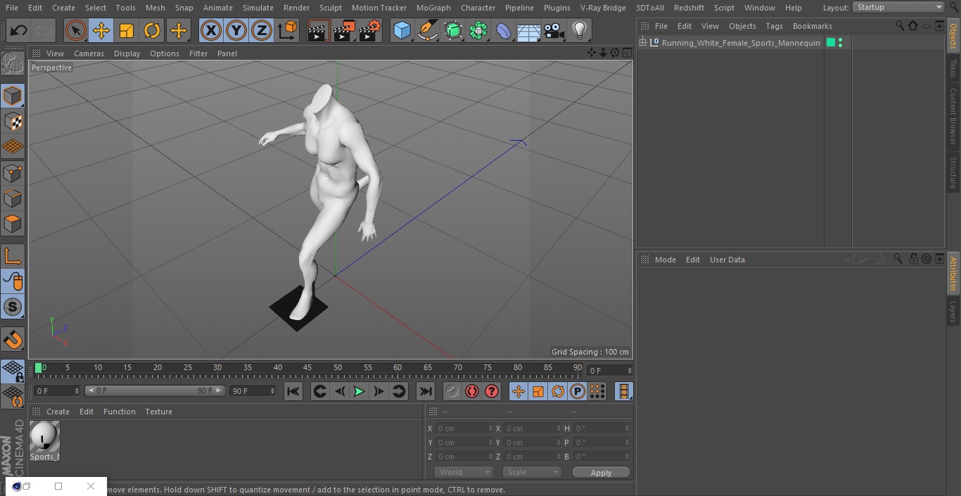 Running White Female Sports Mannequin 3D