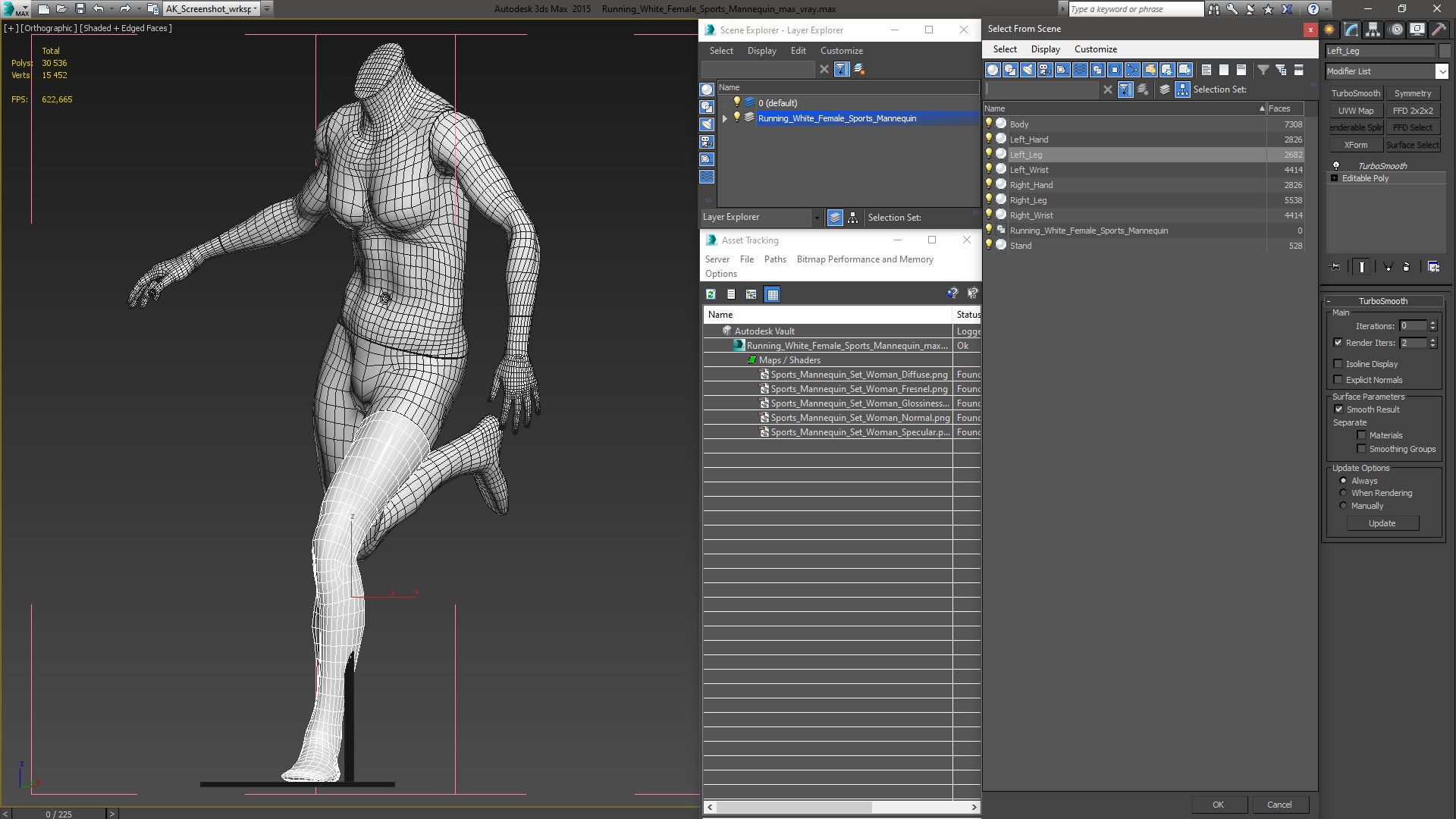 Running White Female Sports Mannequin 3D