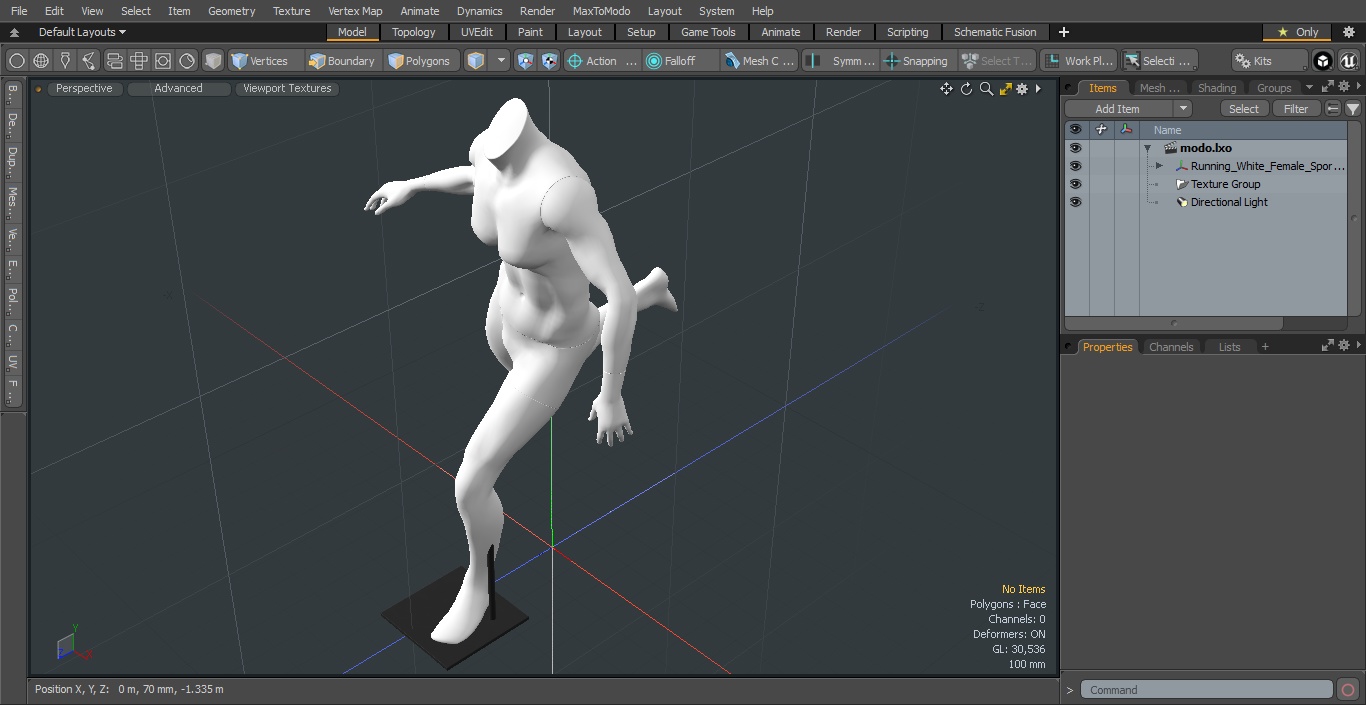 Running White Female Sports Mannequin 3D