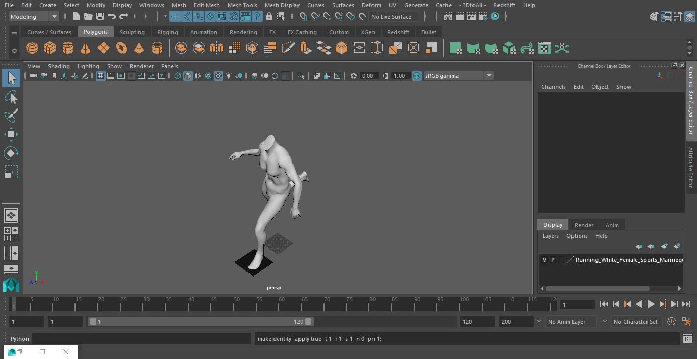 Running White Female Sports Mannequin 3D
