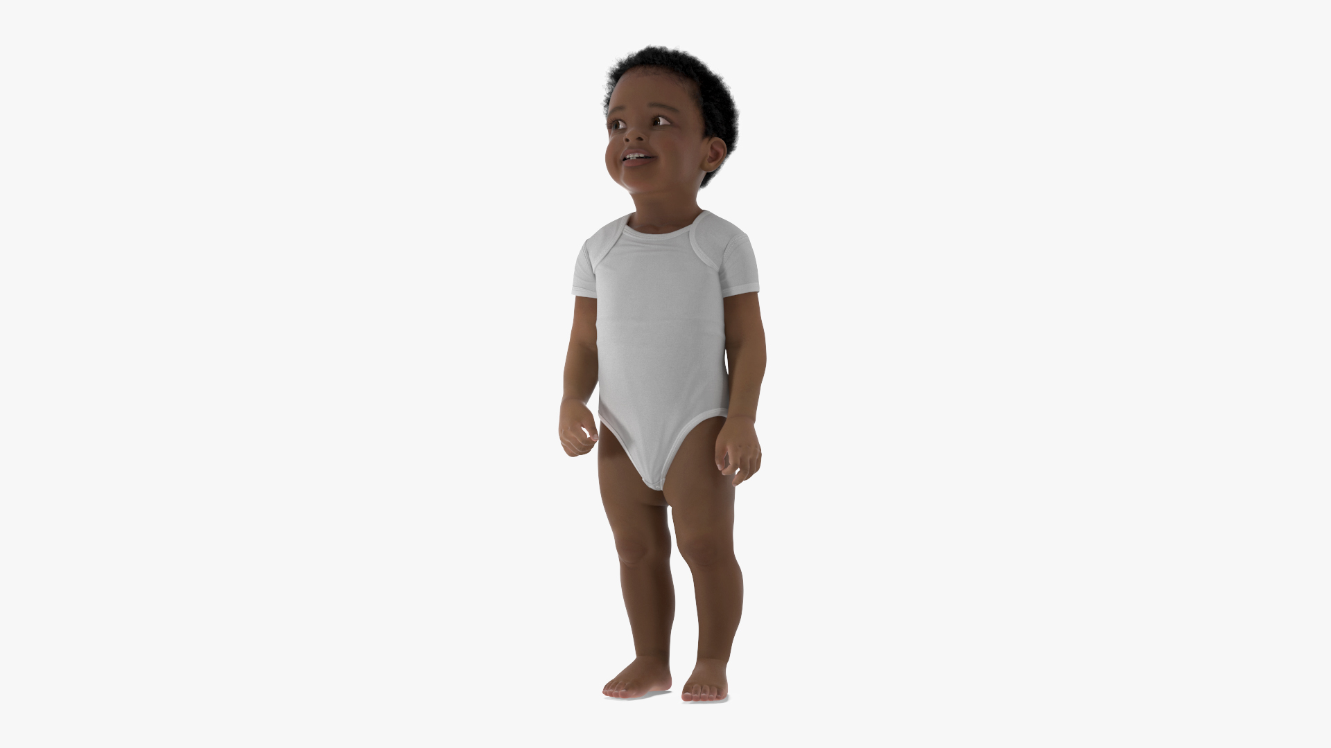 Black Toddler Boy Light Skin in Bodysuit Standing 3D model