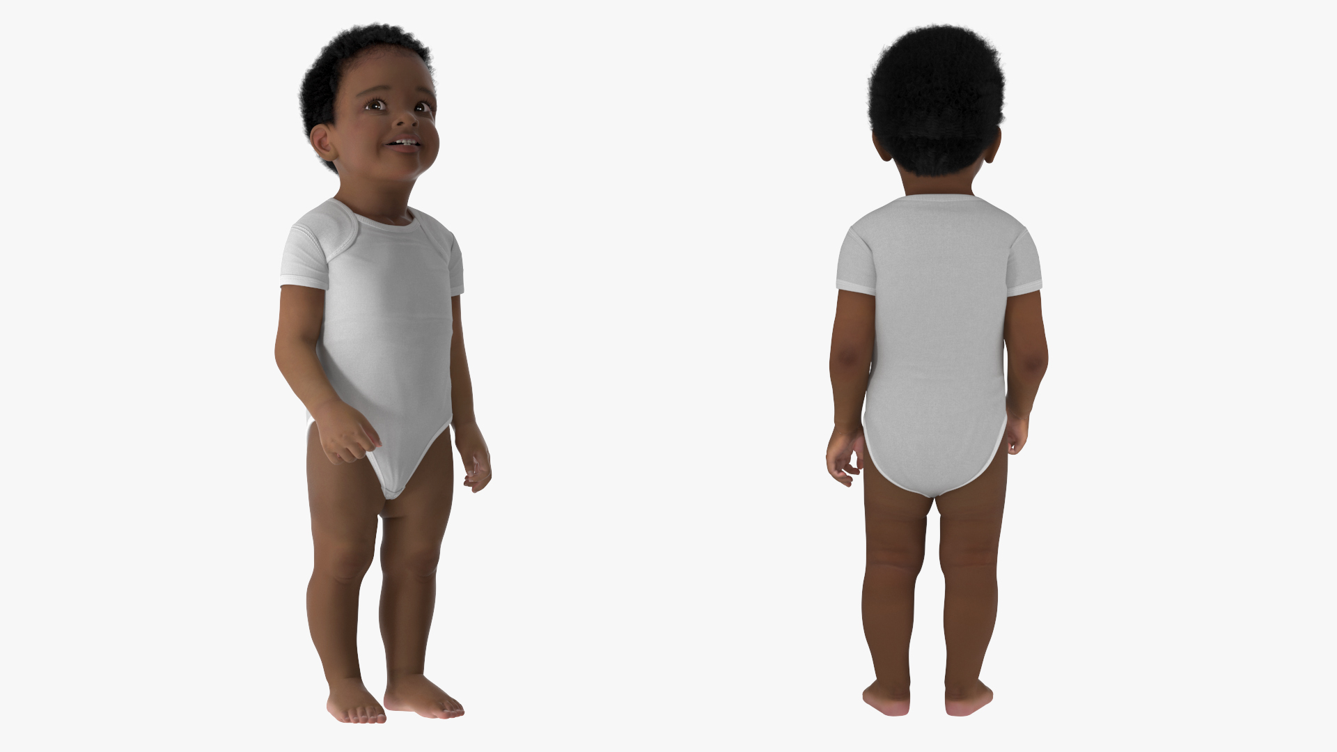 Black Toddler Boy Light Skin in Bodysuit Standing 3D model