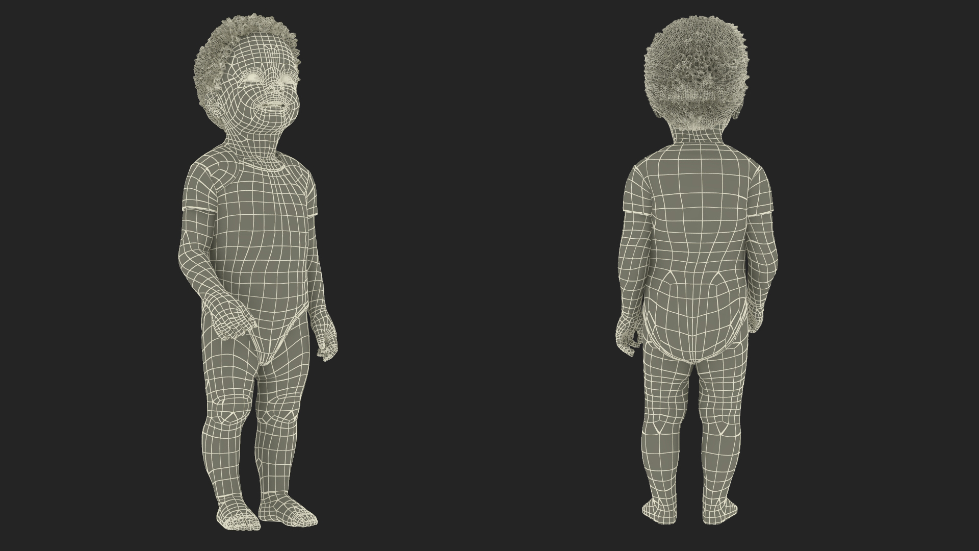 Black Toddler Boy Light Skin in Bodysuit Standing 3D model