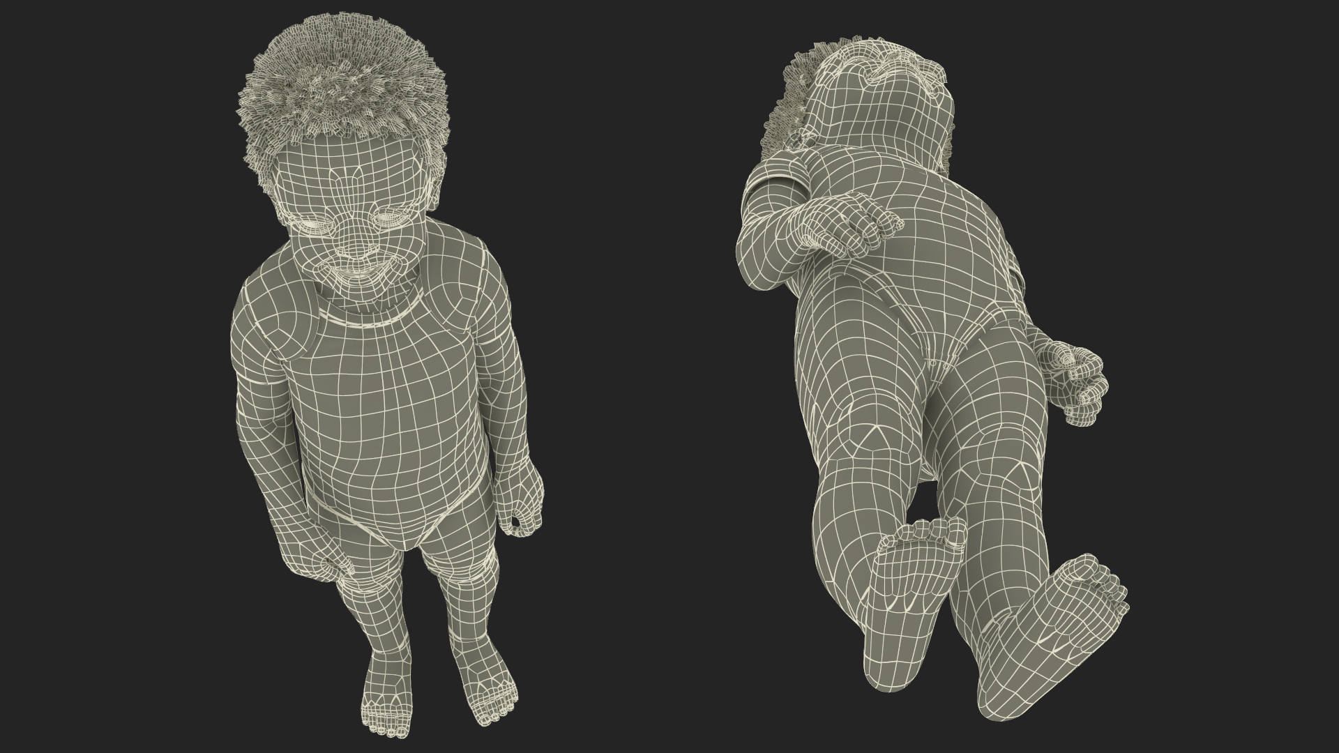 Black Toddler Boy Light Skin in Bodysuit Standing 3D model