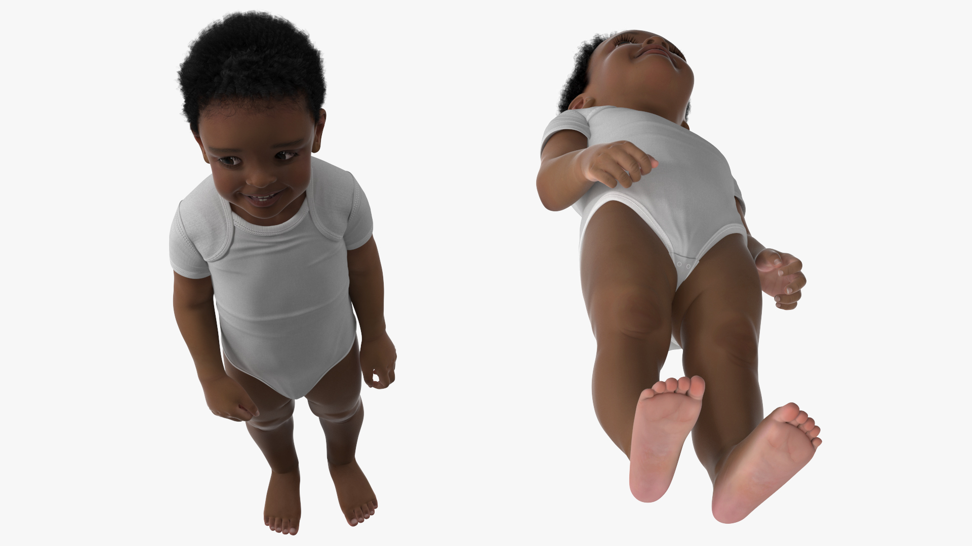 Black Toddler Boy Light Skin in Bodysuit Standing 3D model